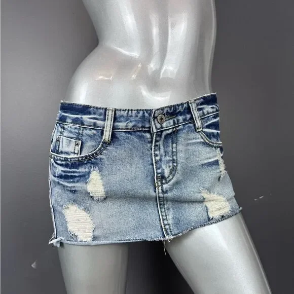 ❌SOLD❌ Giraffe Y2K Denim Micro Mini Skirt - Picture 3 of 9